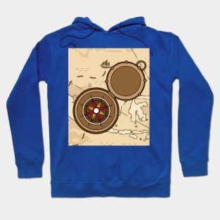 Old Retro Compass Signpost Viking Hoodie